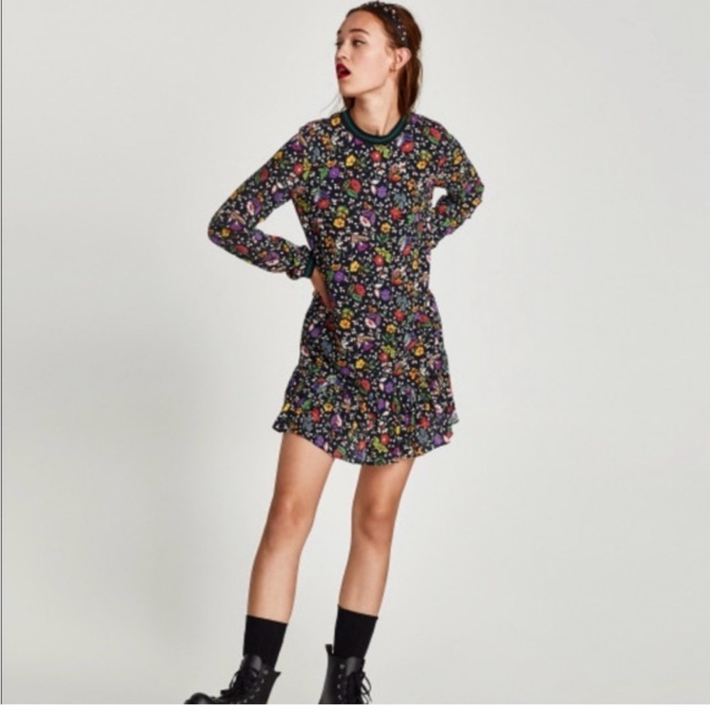 Zara TRF Multicolor Floral Mini Dress